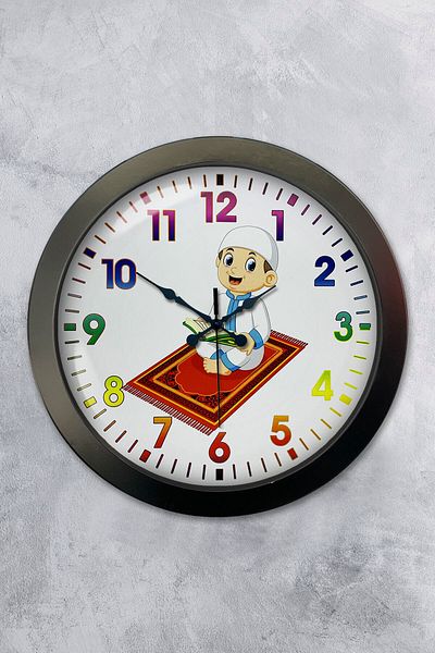 Kasva Concept Gift 36 cm Black Metal Children's Room Wall Clock