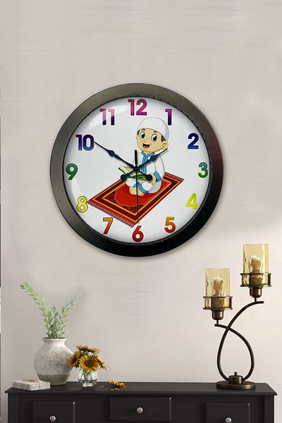 Kasva Concept Gift 36 cm Black Metal Children's Room Wall Clock