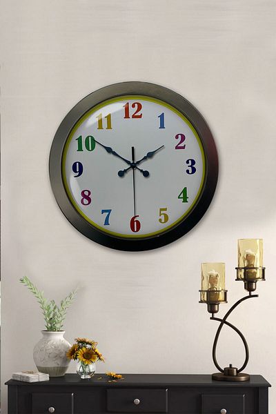 Kasva Concept Cadou 36 Cm Ceas de Perete Copii Metal Negru