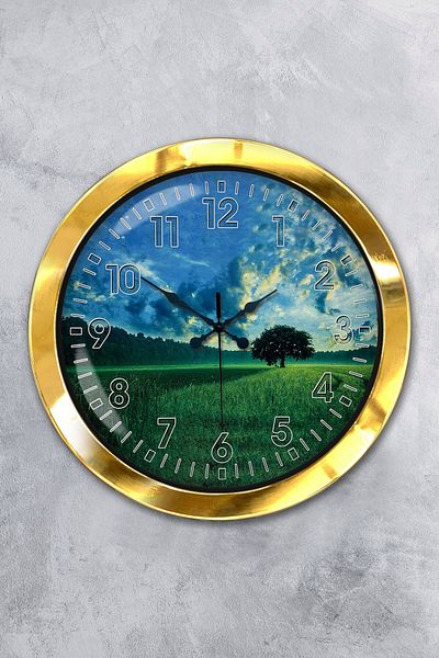 Kasva Concept 36 cm Gold Metal Natural Life Wall Clock