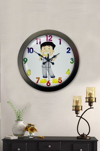 Kasva Concept Gift 36 cm Black Metal Children's Room Wall Clock