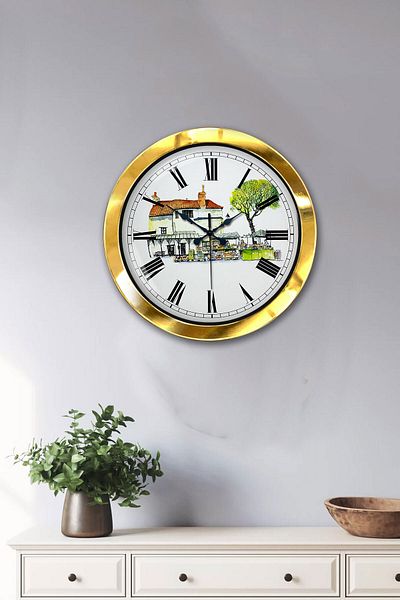Kasva Concept 36 cm Gold Metal Vintage Home Wall Clock