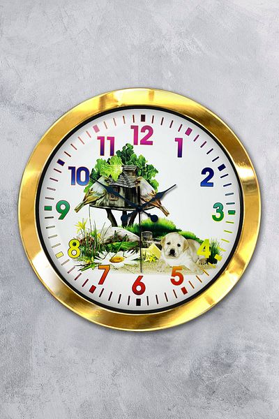 Kasva Concept 36 cm Gold Metal Natural Life Wall Clock