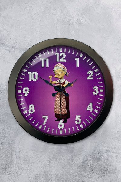 Kasva Concept Gift 36 cm Black Metal Line Aunt Wall Clock