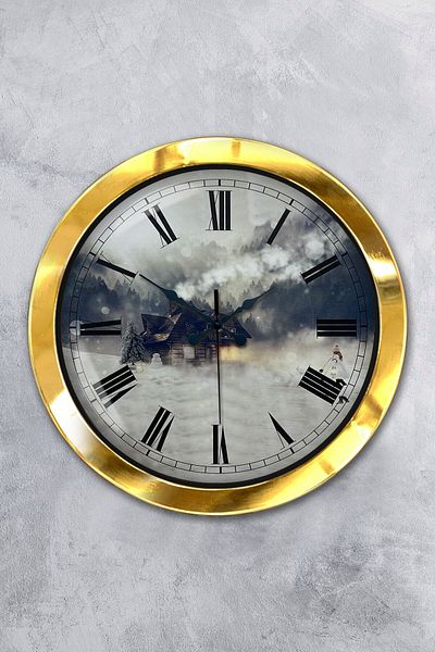 Kasva Concept Gift 36 cm Gold Metal Diyar Wall Clock