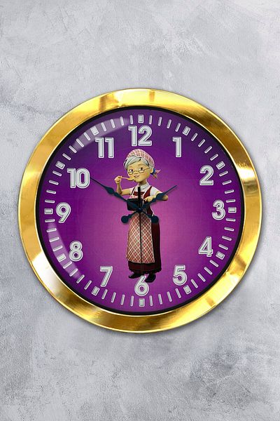 Kasva Concept 36 cm Gold Metal Line Aunt Wall Clock