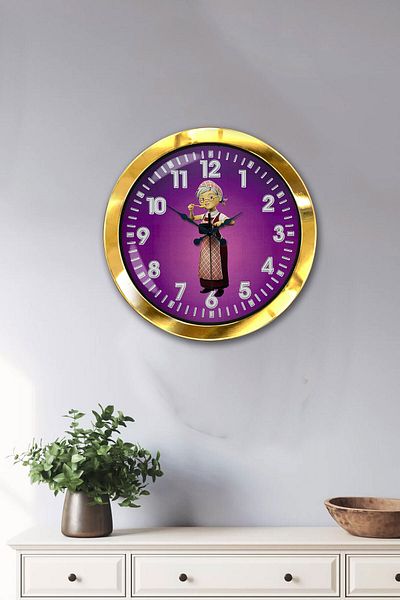Kasva Concept 36 cm Gold Metal Line Aunt Wall Clock