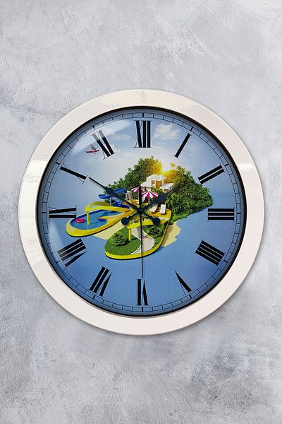 Kasva Concept Gift 36 cm White Metal Holiday Tourism Wall Clock