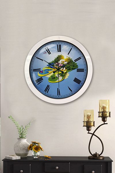 Kasva Concept Gift 36 cm White Metal Holiday Tourism Wall Clock