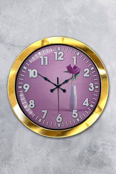 Kasva Concept Gift 36 cm Gold Metal Flower Wall Clock