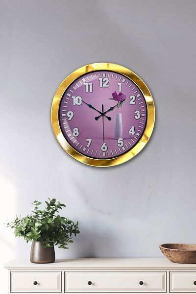 Kasva Concept Gift 36 cm Gold Metal Flower Wall Clock