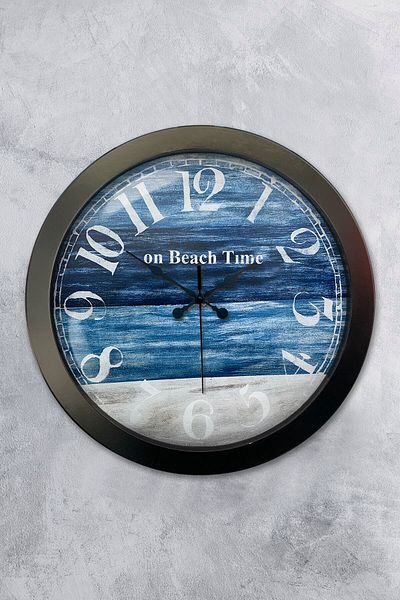 Kasva Concept 36 cm Black Metal Beach Time Wall Clock