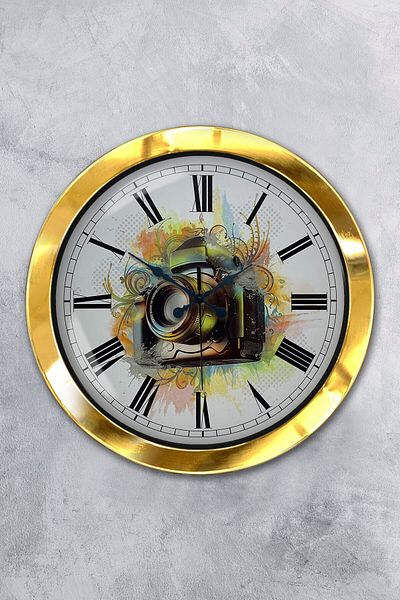 Kasva Concept Gift 36 cm Gold Metal Photo Wall Clock