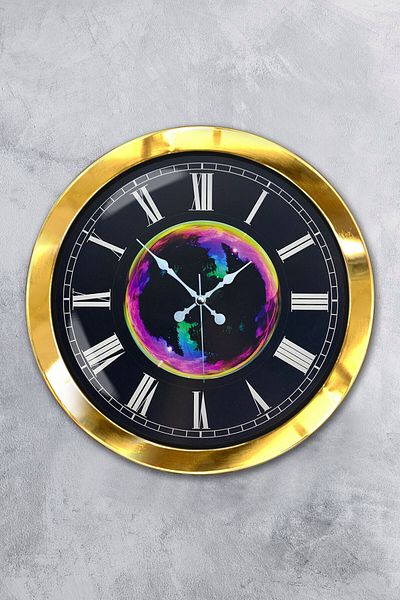Kasva Concept Gift 36 cm Gold Metal Galaxy Wall Clock