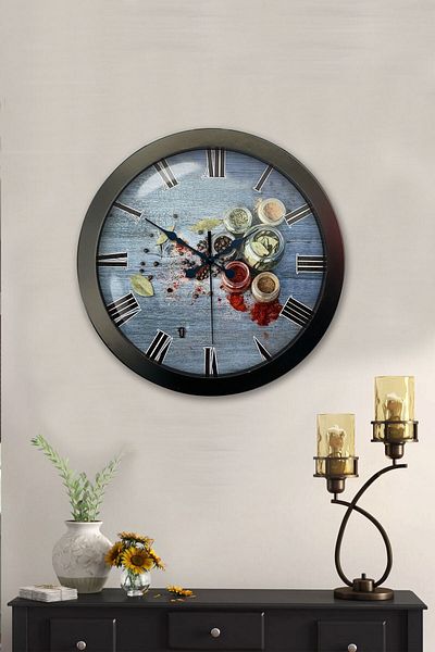 Kasva Concept Gift 36 cm Black Metal Kitchen Wall Clock