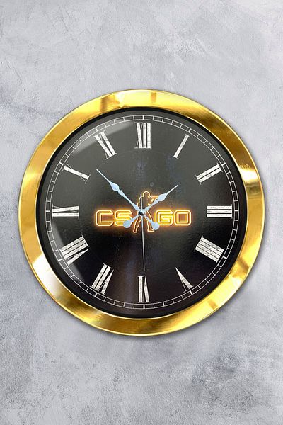 Kasva Concept Cadou 36 Cm Ceas de Perete Csgo Metal Aur