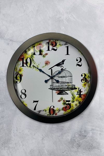 Kasva Concept Gift 36 cm Black Metal Bird Wall Clock