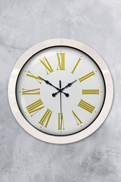 Kasva Concept 36 cm White Metal Roman Numeral Wall Clock