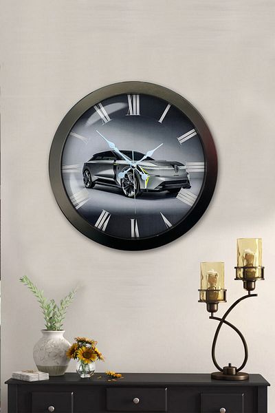 Kasva Concept Gift 36 Cm Black Metal Car Wall Clock