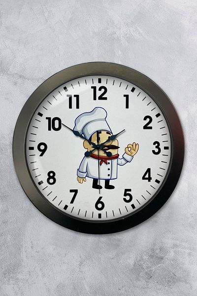 Kasva Concept Gift 36 cm Chrome Metal Cook Wall Clock