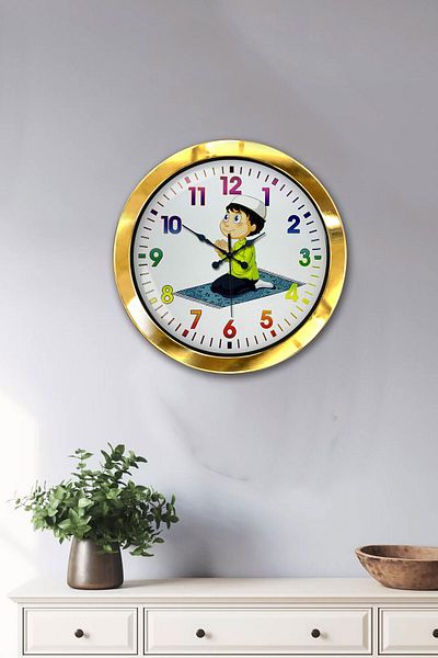 Kasva Concept 36 cm Gold Metal Children's Room Wall Clock