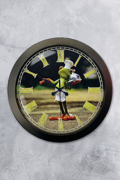 Kasva Concept Gift 36 cm Chrome Metal Mr. Chef Kitchen Wall Clock