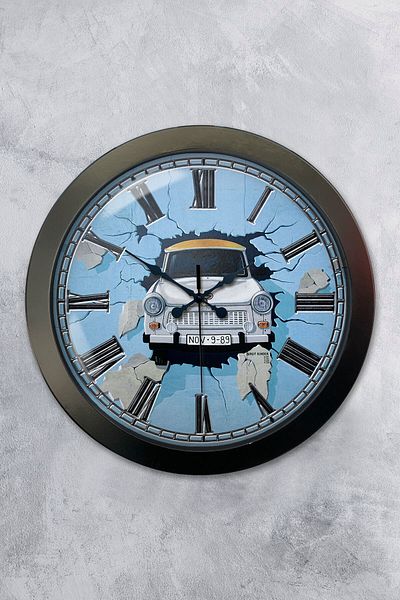 Kasva Concept Gift 36 Cm Black Metal Car Wall Clock