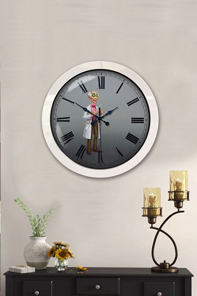 Platin Saat Cadou 36 Cm Ceas de Perete de Laborator Metal Alb