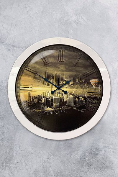 Kasva Concept Gift 36 Cm White Metal New York Wall Clock