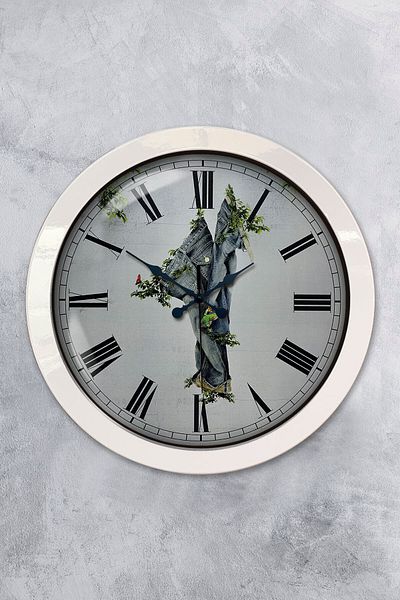 Kasva Concept Cadou 36 Cm Ceas de Perete Textil Metal Alb