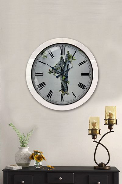 Kasva Concept Cadou 36 Cm Ceas de Perete Textil Metal Alb