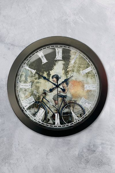 Kasva Concept Gift 36 Cm Chrome Metal Bicycle Wall Clock