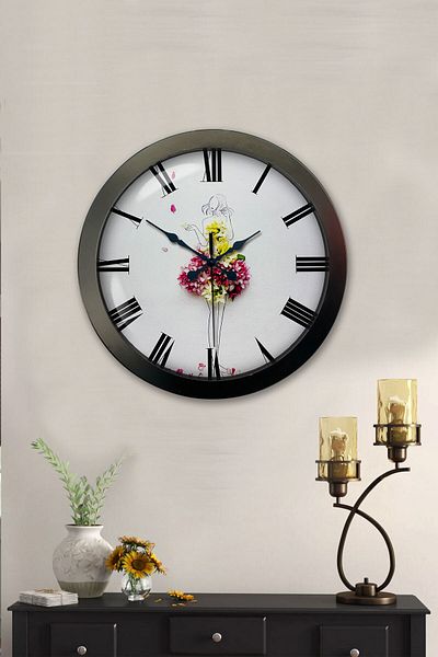 Kasva Concept Gift 36 cm Black Metal Ballerina Wall Clock