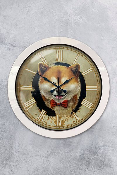 Kasva Concept Gift 36 cm White Metal Wolf Wall Clock