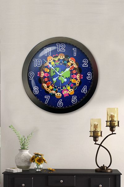 Kasva Concept Gift 36 cm Black Metal Peace Wall Clock