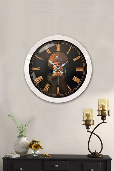 Kasva Concept Gift 36 cm White Metal Pirate Wall Clock