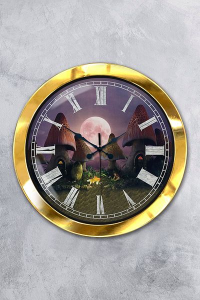 Kasva Concept 36 cm Gold Metal Children's Room Wall Clock