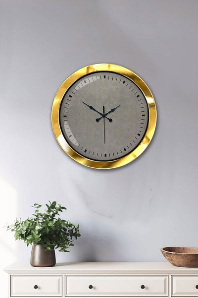 Kasva Concept Gift 36 cm Gold Metal Decorative Wall Clock