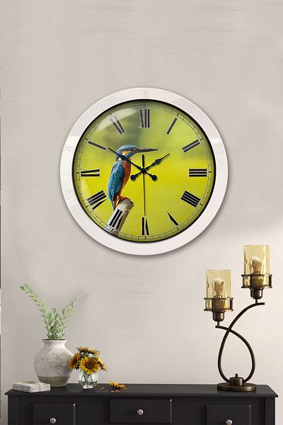 Kasva Concept Gift 36 cm White Metal Bird Wall Clock