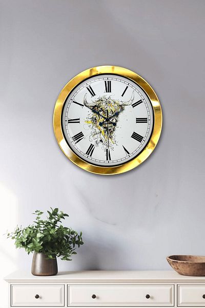 Kasva Concept Gift 36 cm Gold Metal Animal Kingdom Wall Clock