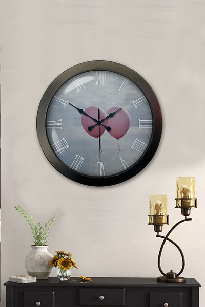 Kasva Concept Gift 36 cm Black Metal Love Wall Clock