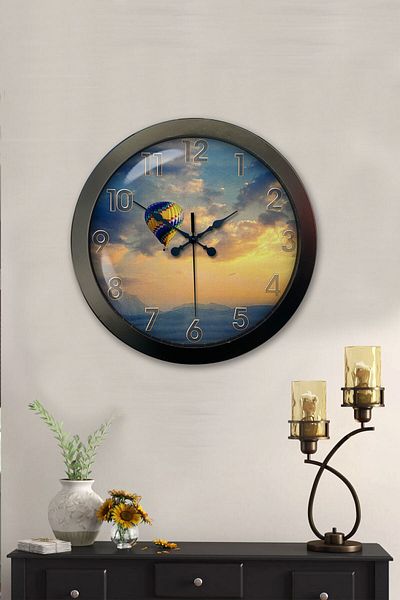 Kasva Concept Gift 36 cm Black Metal Balloon Wall Clock