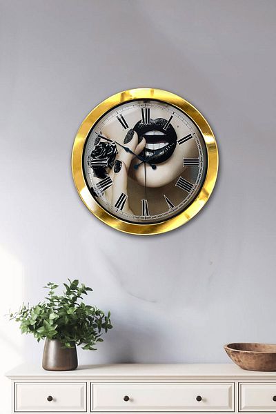 Kasva Concept Δώρο 36 εκ. Χρυσό Μεταλλικό Ρολόι Τοίχου Ομορφιάς