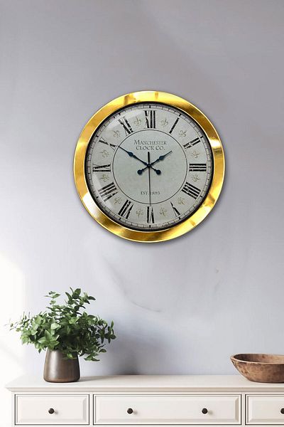 Kasva Concept Gift 36 Cm Gold Metal Antique Wall Clock