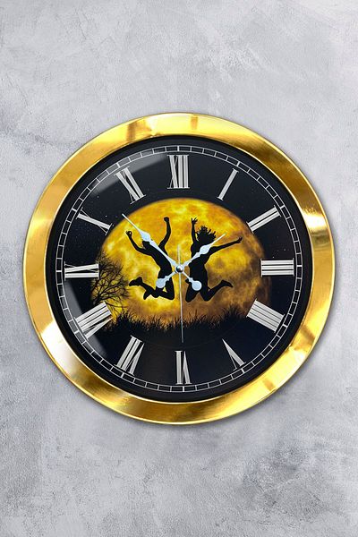 Kasva Concept Δώρο 36 εκ. Χρυσό Μεταλλικό Ρολόι τοίχου Freedom