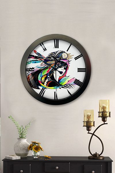 Kasva Concept Gift 36 cm Black Metal Modern Art Wall Clock