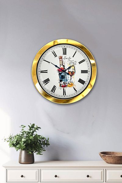 Kasva Concept Gift 36 cm Gold Metal Bar Wall Clock