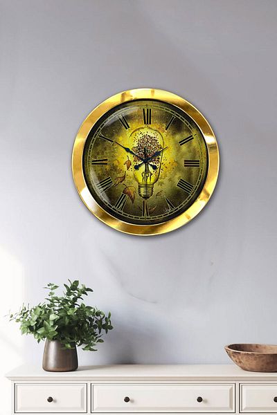Kasva Concept Gift 36 cm Gold Metal Bulb Wall Clock