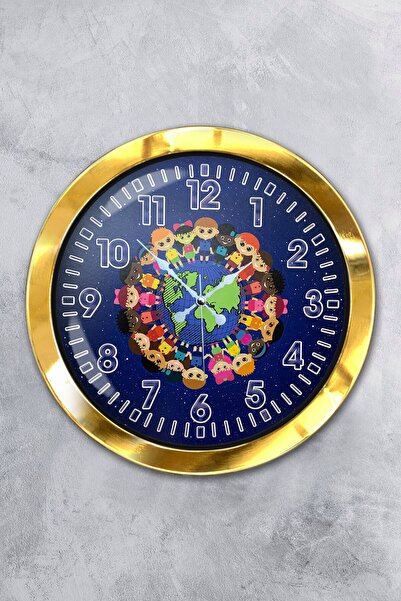 Platin Saat هدية ساعة حائط معدنية ذهبية مقاس 36 سم