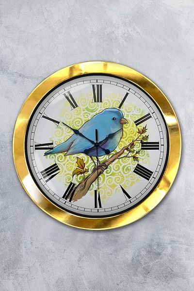 Kasva Concept Gift 36 cm Gold Metal Bird Wall Clock